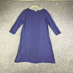 J Jill Linen Blend Tunic Top Womens M Purple Long Side Slits Knit Coastal Boho